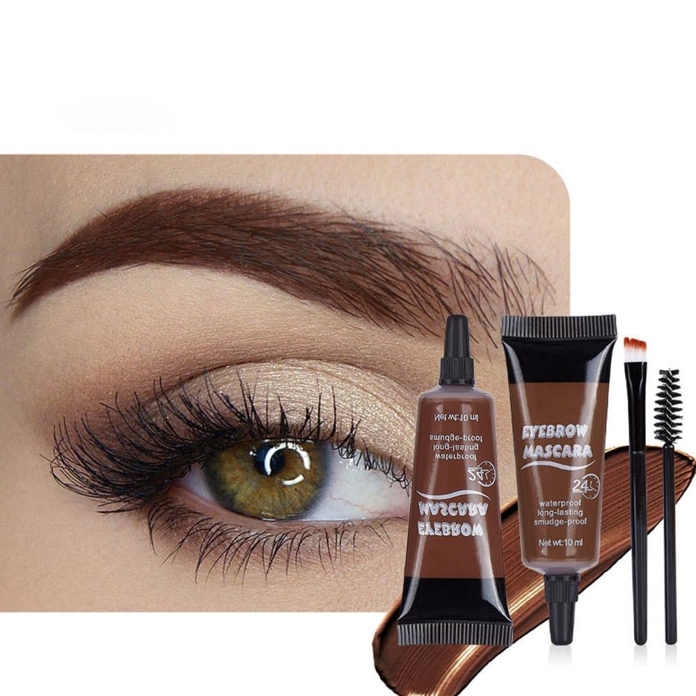 Tinted Thickening Eyebrow Mascara with Two Eyebrow Brushes,Brow Fast Sculpt,Waterproof,Transfer-proof,Eyebrow Tinting Kit- Cruelty Free - Light Medium Brown (2 Pack) (02 Reddish Brown)