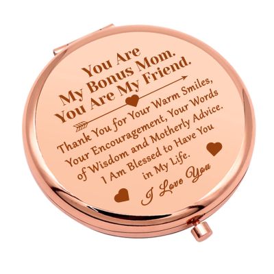 Bonus Mom Gifts from Daughter Compact Makeup Mirror for Mother in Law Thank You Gifts for Step Mother Bonus Mom Gift Adoption Gift Folding Makeup Mirror Birthday Retirement