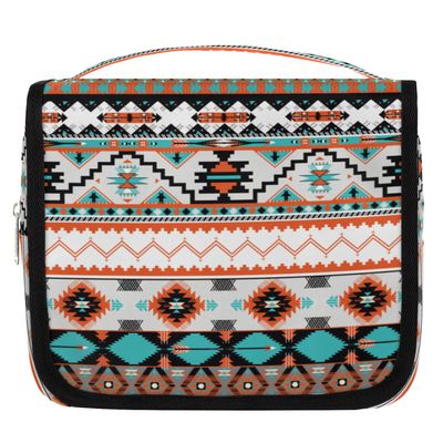 CFERSAN Travel Hanging Toiletry Bag for Women Men Tribe Ethnic Aztec Geometric Cosmetic Bag Waterproof Makeup Organizer for Accessories, Shampoo, Full Sized Container, Toiletries for Bathroom Shower