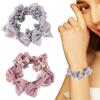 Bow Hair Elastics Ties, Pearl Hair Ties, Hair Ropes Elastic Hair Scrunchies Stretchy Bead Hair Bands Ponytail Holders Boho Hair Elastics Ties for Women(2PCS,Style5) view 1
