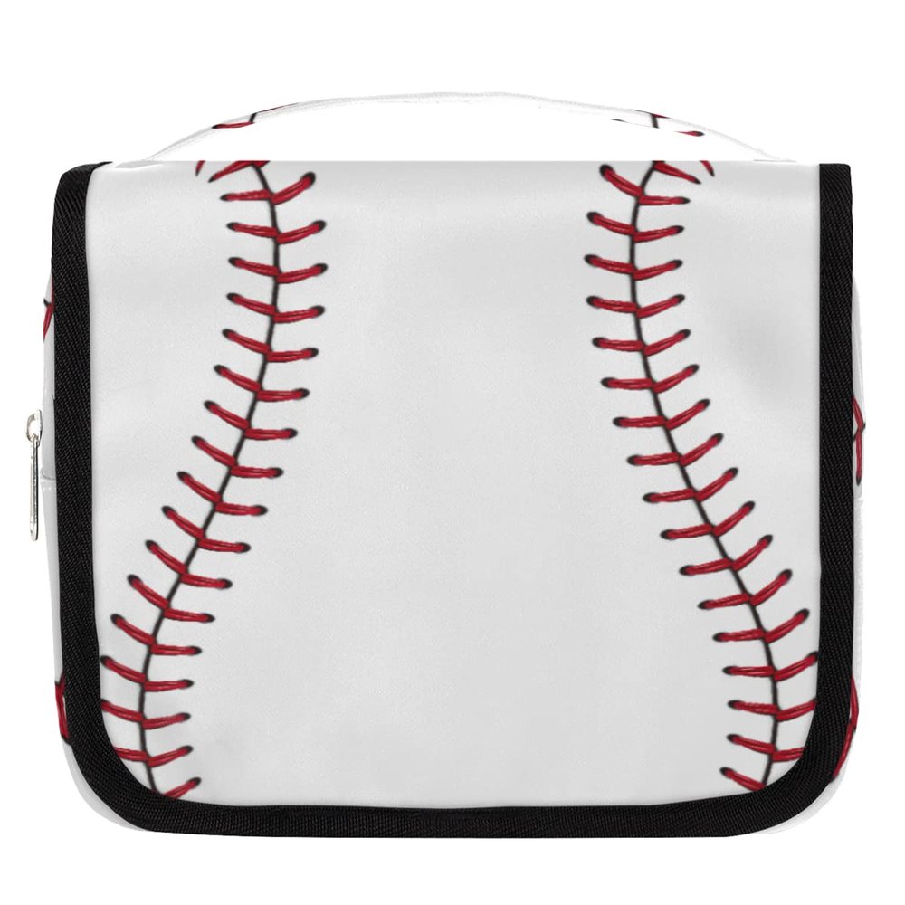 CFERSAN Travel Hanging Toiletry Bag for Women Men Baseball Cosmetic Bag Waterproof Makeup Organizer for Accessories, Shampoo, Full Sized Container, Toiletries for Bathroom Shower