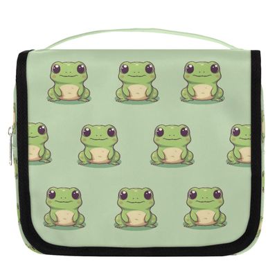 CFERSAN Travel Hanging Toiletry Bag for Women Men Cute Frog Cosmetic Bag Waterproof Makeup Organizer for Accessories, Shampoo, Full Sized Container, Toiletries for Bathroom Shower