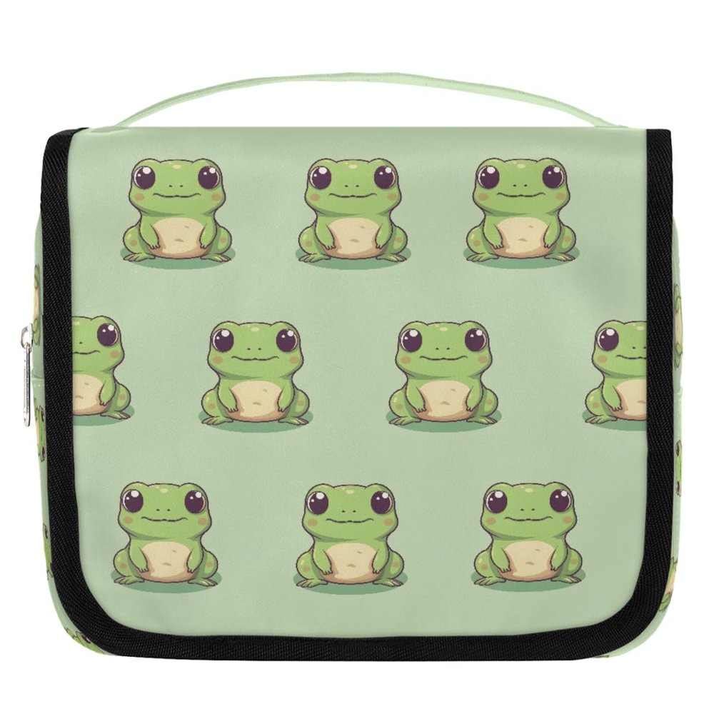 CFERSAN Travel Hanging Toiletry Bag for Women Men Cute Frog Cosmetic Bag Waterproof Makeup Organizer for Accessories, Shampoo, Full Sized Container, Toiletries for Bathroom Shower