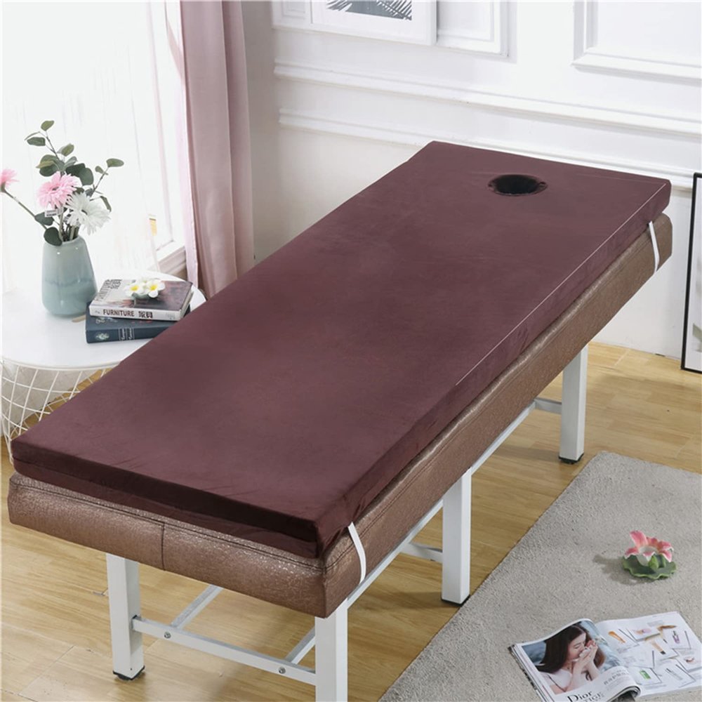 Lash Bed Topper with Washable Cover,2.7" Thickness Massage/Spa Table Pad with Breathing Hole,Foldable Sleeping Pad for Travel with Elastic Bands(Without Bed),Brown,70x190cm