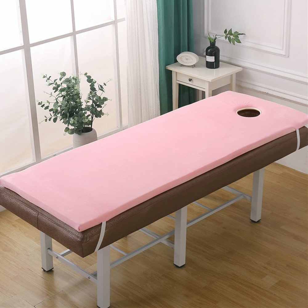 4cm Thickness Massage Table Lash Bed Mattress Topper,Plush Beauty Salon Bed Mattress with Round Head,Spa Sheets Portable for Physiotherapists,Bed Not Included,Pink,60x180cm