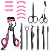 17 Pcs Eyelash Curlers Kit Lash Curler Eyelash Comb Seperator Extension Tweezers Eyebrow Brush Scissors False Eyelashes Applicator Eyebrow Trimmer Silicone Refills Pads for Women(Purple) view 1