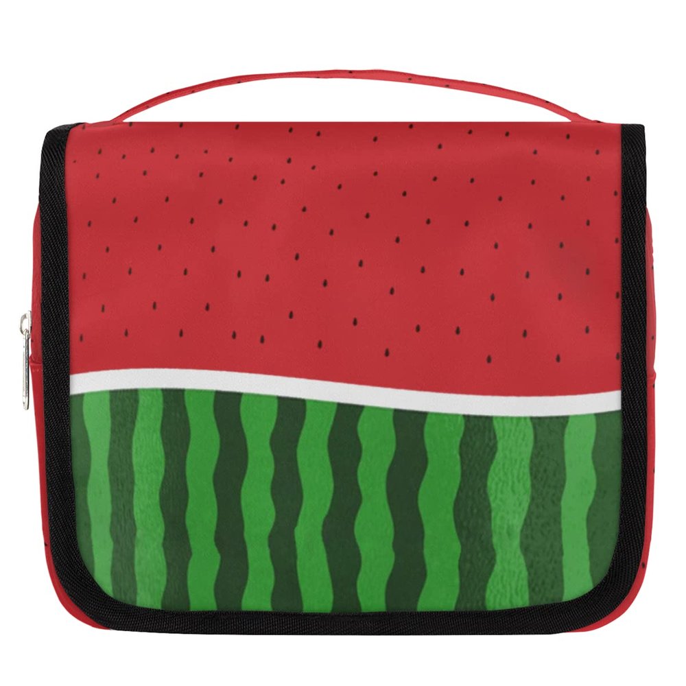 CFERSAN Travel Hanging Toiletry Bag for Women Men Watermelon Cosmetic Bag Waterproof Makeup Organizer for Accessories, Shampoo, Full Sized Container, Toiletries for Bathroom Shower