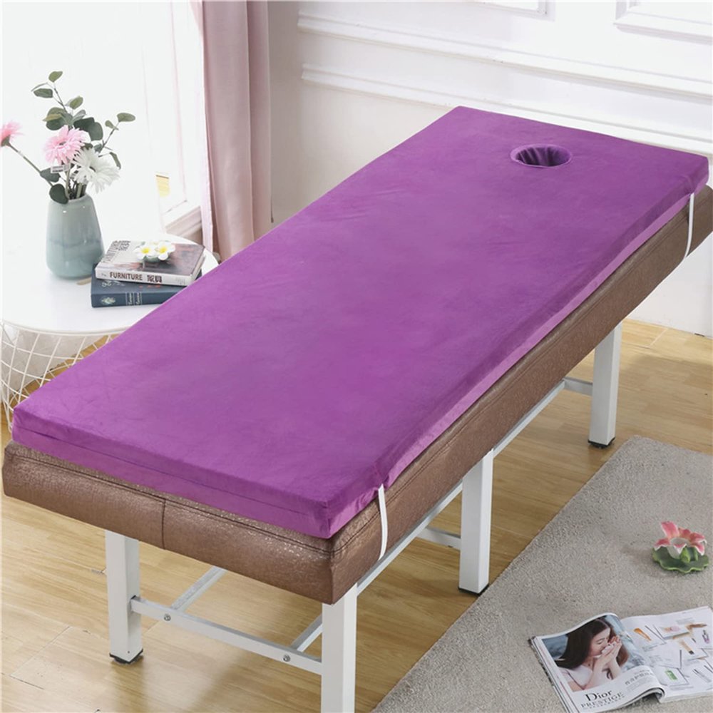 Lash Bed Topper with Washable Cover,2.7" Thickness Massage/Spa Table Pad with Breathing Hole,Foldable Sleeping Pad for Travel with Elastic Bands(Without Bed),Purple,70x180cm