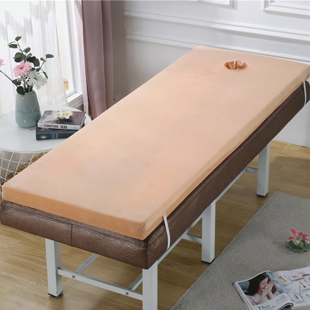 Lash Bed Topper with Washable Cover,2.7" Thickness Massage/Spa Table Pad with Breathing Hole,Foldable Sleeping Pad for Travel with Elastic Bands(Without Bed),Camel,60x180cm
