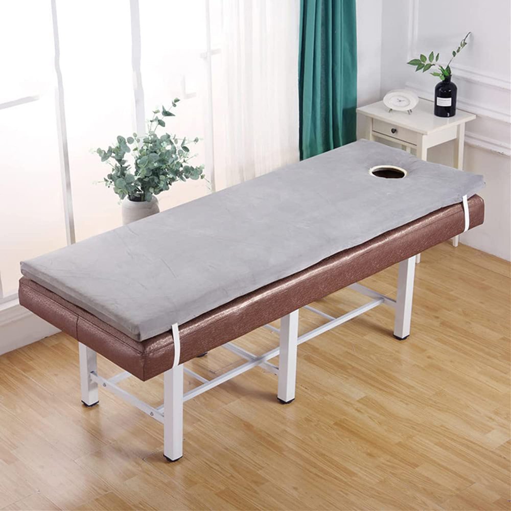 4cm Thickness Massage Table Lash Bed Mattress Topper,Plush Beauty Salon Bed Mattress with Round Head,Spa Sheets Portable for Physiotherapists,Bed Not Included,Gray,80x190cm