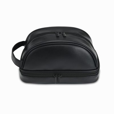 Mgiahekc Mens Toiletry Bag PU Leather Waterproof Travel Toiletry Bag Cosmetic Bag with Portable Handle Perfect for Household Business Vacation Groomsmen Gifts,Black