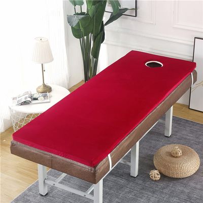 4cm Thickness Massage Table Lash Bed Mattress Topper,Plush Beauty Salon Bed Mattress with Round Head,Spa Sheets Portable for Physiotherapists,Bed Not Included,Wine red,75x190cm
