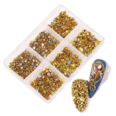 FRUJCDKI 900-1000Pcs Nail Art Rhinestones Colorful Crystal Rhinestones for Nails Arts Design Sparkly Diamond Beads Gems Rhinestones Nail Art Decoration for Nail DIY Crafts Jewelry (Gold AB)