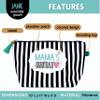 Brooke & Jess Designs Mama's Essentials Pouch Gifts for Women Striped Makeup Bags Cosmetic Bag Travel Toiletry Makeup Pouch Pencil Bag with Zipper Best Mama Mommy Mother Birthday Just Because Gifts view 2