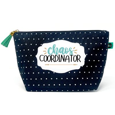 Brooke & Jess Designs Chaos Coordinator Pouch Gifts for Women Dotted Makeup Bags Cosmetic Bag Travel Toiletry Makeup Pouch Pencil Bag with Zipper Best Teacher Just Because Gifts