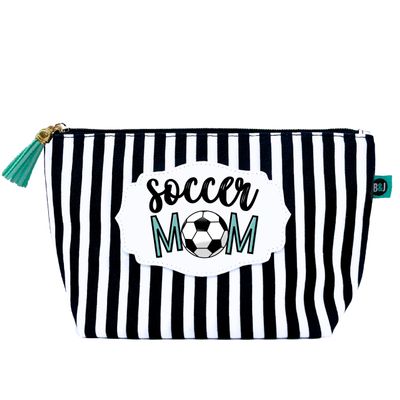 Brooke & Jess Designs Sports Mom Soccer Pouch Gifts for Women Striped Makeup Bags Cosmetic Bag Travel Toiletry Makeup Pouch Pencil Bag with Zipper Best Birthday Just Because Mother Gifts