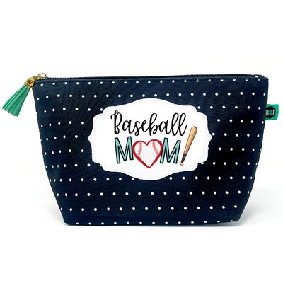 Brooke & Jess Designs Sports Mom Baseball Pouch Gifts for Women Dotted Makeup Bags Cosmetic Bag Travel Toiletry Makeup Pouch Pencil Bag with Zipper Best Mommy Birthday Just Because Gifts