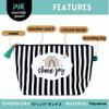 Brooke & Jess Designs Choose Joy Pouch Gifts for Women Striped Makeup Bags Cosmetic Bag Travel Toiletry Makeup Pouch Pencil Bag with Zipper Best Inspirational Birthday Just Because Gifts view 2