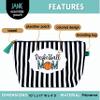 Brooke & Jess Designs Sports Mom Basketball Pouch Gifts for Women Striped Makeup Bags Cosmetic Bag Travel Toiletry Makeup Pouch Pencil Bag with Zipper Best Birthday Just Because Mother Gifts view 2