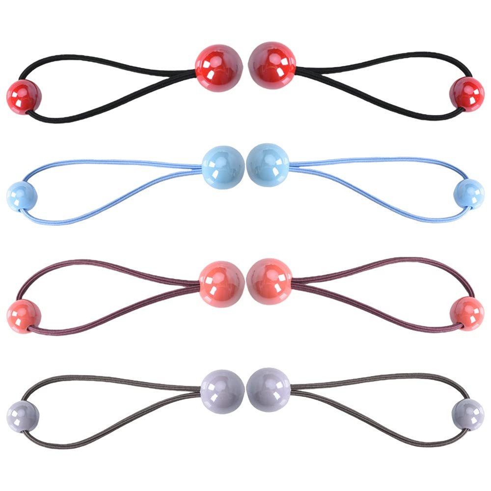 Bubble Ball Hair Ties for Girls Bobbles Elastic Hair Bands Knockers for Little Girls Non Slip Ponytail Holders Hair Knockers Bead Hair Ties Scrunchie Hair Accessories 8 Pcs
