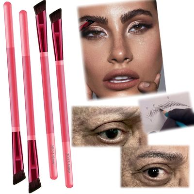 2023 New Amazing Multifunctional Eyebrow Brush - Realistic Eyebrow Brush, Multi Purpose Square Eyebrow Makeup Brush, for Drawing Brows Similar to 3D Natural Real Hair (1 Set) (2Pcs)