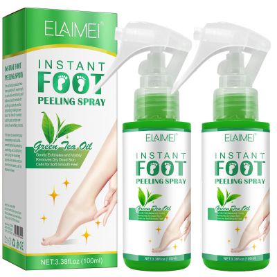 Callus Remover for Feet, Instant Foot Peeling Spray, Feet Scrubber Dead Skin Remover Cracked Heels Softener, Works Great with Any Foot File or Scrubber, Hydrating Exfoliating Spray (2 PCS,Green Tea)