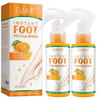 Callus Remover for Feet, Instant Foot Peeling Spray, Feet Scrubber Dead Skin Remover Cracked Heels Softener, Works Great with Any Foot File or Scrubber, Hydrating Exfoliating Spray (2 PCS,Orange)
