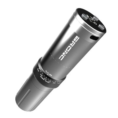 BRONC Max V12 Wireless Tattoo Machine Rotary Pen Coreless Motor 2,100mAh Battery Power (Adjustable 2.5 4.0mm Stroke) Grey