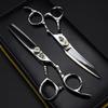 Hair Cutting Scissors, 6inch Professional Japan 440c steel Curved hair cutting scissors Silver haircut thinning barber cut shears hairdressing scissors (Color : Set with bag) view 1