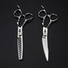 Hair Cutting Scissors, 6inch Professional Japan 440c steel Curved hair cutting scissors Silver haircut thinning barber cut shears hairdressing scissors (Color : Set with bag) view 2