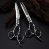 Hair Cutting Scissors, 6inch Professional Japan 440c steel Curved hair cutting scissors Silver haircut thinning barber cut shears hairdressing scissors (Color : Set with bag) view 3
