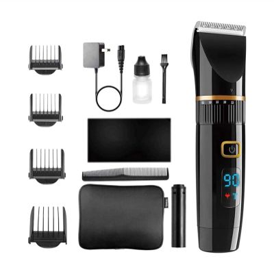 GIENEX Professional Hair Clippers - Rechargeable Hair Beard Trimmer Cordless Haircut Kit with Titanium & Ceramic Waterproof Blades for Wet/Dry Cut, 5-Speed Adjustable with Barber Cape, and Travel Bag