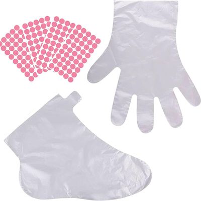 200PCS Paraffin Wax Liners for Feet Hands, 100PCS Feet Covers Bags and 100PCS Hands Covers Bags with Stickers, Large Thermal Therapy Plastic Socks Liners for Foot Hands Pedicure Hot Spa Wax Treatment
