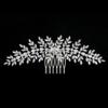 CZ Wedding Hair Clip Cubic Zirconia Bridal Hair Comb for Bride and Bridesmaid Hair Accessories Gold Silver Diamond Crystal Hair Piece Women Headpiece HB065 (Silver) view 1