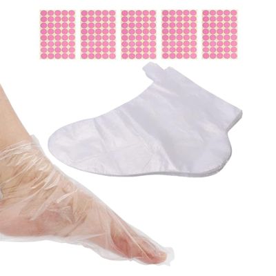 200PCS Paraffin Wax Liners for Feet with Stickers, Therapy Feet Covers Bags, Large Thermal Therapy Plastic Socks Liners, Thick Paraffin Bath Liners for Foot Pedicure Hot Spa Wax Treatment