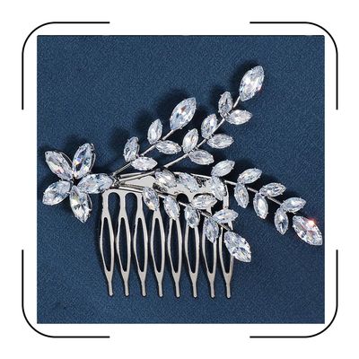 Elegant Bridal Hair Comb Zirconia Diamond Floral Leaf Crystal Wedding Hair Accessory for Bride Silver Headpieces for Women