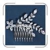 Elegant Bridal Hair Comb Zirconia Diamond Floral Leaf Crystal Wedding Hair Accessory for Bride Silver Headpieces for Women view 1