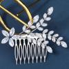 Elegant Bridal Hair Comb Zirconia Diamond Floral Leaf Crystal Wedding Hair Accessory for Bride Silver Headpieces for Women view 3