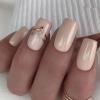 24pcs Cat's Eye Nail Art Press on Nails Fake Nails Square Glossy Short False Nail Tips Artificial Finger Manicure for Women and Girls (Nude) view 1