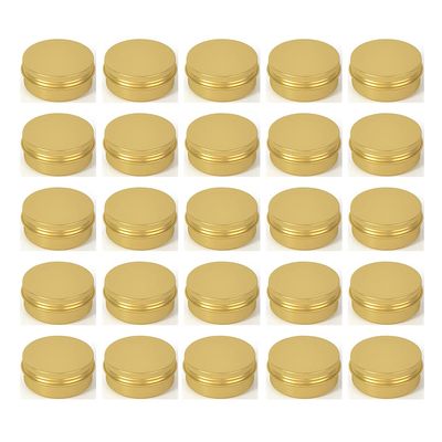 LXLK 24 Pack 15ML Gold Aluminum Lip Balm Tins Cans Jars Empty Refillable Containers with Screw Lid Round Travel Storage Cosmetic Storage Bottle for Powder Candle Salve Spice Cream Anti-Leakage