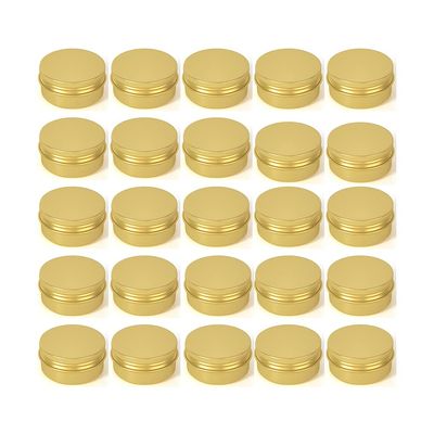 LXLK 24 Pack 10ML Gold Aluminum Lip Balm Tins Cans Jars Empty Refillable Containers with Screw Lid Round Travel Storage Cosmetic Storage Bottle for Powder Candle Salve Spice Cream Anti-Leakage