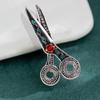 Comb Scissors Barber Scissors Brooch for Men Brooch Rhinestone Daily Jewelry (silver) view 2