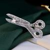 Comb Scissors Barber Scissors Brooch for Men Brooch Rhinestone Daily Jewelry (silver) view 3