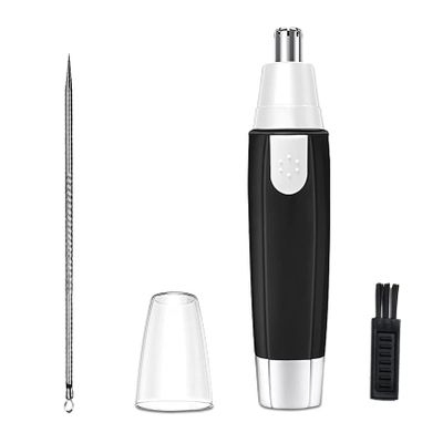 MOVOZIN Nose Hair Trimmer for Men and WomenProfessional Painless Clean Nasal Ear & Facial Hair Electric TrimmerBattary-Operated Eyebrow ClipperDual Edge Blades for Easy Cleansing Black