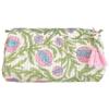Palmetto Home Block Print Designer Toiletry Bag & Makeup Case - Boho Floral Quilted Pouch for Cosmetics view 1