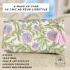 Palmetto Home Block Print Designer Toiletry Bag & Makeup Case - Boho Floral Quilted Pouch for Cosmetics view 4