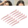 12 Pcs Hair Clip Pink ABS Safe Hair Clip Professional Ergonomic Silicone Band Salon Hair Clip view 2