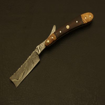 Beautiful Damascus Steel Razor Handmade Cut Throat Barber Salon Shaving Razor Pocket Knife Z-109