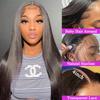 13x4 Straight Lace Front Wigs Human Hair 24 Inch HD Transparent Lace Straight Frontal Wigs Glueless Pre Plucked with Baby Hair Bone Brazilian Unprocessed Virgin Human Hair Natural Hairline view 2