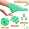 Tarpop 3 Pairs Aloe Socks Women Valentines Day Moisturizing Spa Socks for Dry Cracked Heel Feet Infused Gel Sleeping Fuzzy Lotion Gift for Women Men Softening Dry Feet(Green) view 3